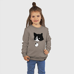 Свитшот хлопковый детский Кот сидит в воде и сторожит утёнка, цвет: утренний латте — фото 2