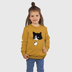 Свитшот хлопковый детский Кот сидит в воде и сторожит утёнка, цвет: горчичный — фото 2