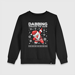 Свитшот хлопковый детский Dabbing Santa, through the snow, цвет: черный