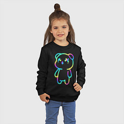Свитшот хлопковый детский Cool neon bear, цвет: черный — фото 2
