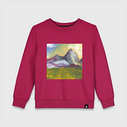 Свитшот хлопковый детский Арт Утро в горах, цвет: маджента