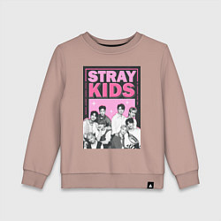 Свитшот хлопковый детский Stray Kids boy band, цвет: пыльно-розовый