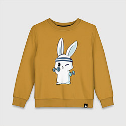 Детский свитшот Прикольный зайчишка пауэрлифтер