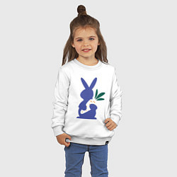 Свитшот хлопковый детский Синий кролик, цвет: белый — фото 2