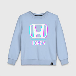 Свитшот хлопковый детский Значок Honda в стиле glitch, цвет: мягкое небо