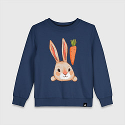 Свитшот хлопковый детский Заяц с морковкой, цвет: тёмно-синий
