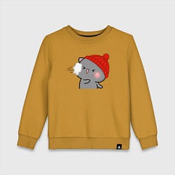 Детский свитшот Игра в снежки - серый котик