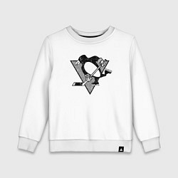 Свитшот хлопковый детский Питтсбург Пингвинз серый, цвет: белый