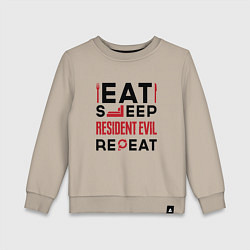 Свитшот хлопковый детский Надпись: eat sleep Resident Evil repeat, цвет: миндальный