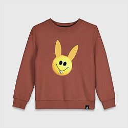 Свитшот хлопковый детский Кролик-смайлик, цвет: кирпичный