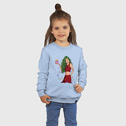 Свитшот хлопковый детский Девушка ёлка с подарком - хуманизация, цвет: мягкое небо — фото 2