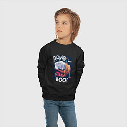 Свитшот хлопковый детский Rawr boo, цвет: черный — фото 2