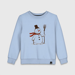 Детский свитшот Новогодний снеговик с метлой