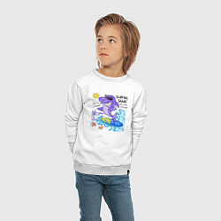 Свитшот хлопковый детский Акула серфингист, цвет: белый — фото 2