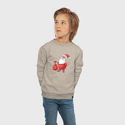 Свитшот хлопковый детский Красный Дедушка Мороз, цвет: миндальный — фото 2