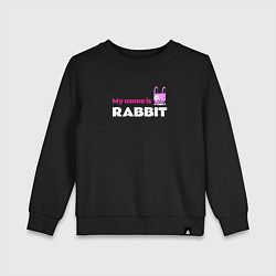 Свитшот хлопковый детский My name is Rabbit, цвет: черный