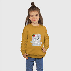 Свитшот хлопковый детский Кролик с пуансетией, цвет: горчичный — фото 2