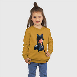 Свитшот хлопковый детский Чёрная кошка Уэнсдэй, цвет: горчичный — фото 2