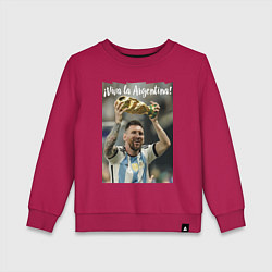 Свитшот хлопковый детский Lionel Messi - world champion - Argentina, цвет: маджента