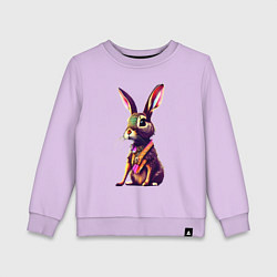 Свитшот хлопковый детский Кролик сидит, цвет: лаванда