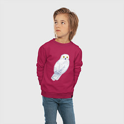 Свитшот хлопковый детский Белая полярная сова, цвет: маджента — фото 2