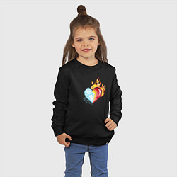 Свитшот хлопковый детский Лёд и пламя Сердце, цвет: черный — фото 2