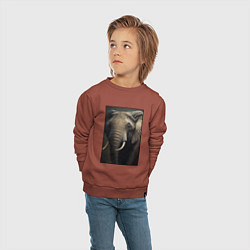 Свитшот хлопковый детский Портрет слона, цвет: кирпичный — фото 2