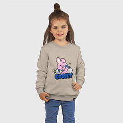 Свитшот хлопковый детский Cooky BT21 Jungkook, цвет: миндальный — фото 2