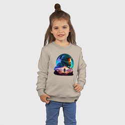 Свитшот хлопковый детский Киборг и космический пейзаж, цвет: миндальный — фото 2