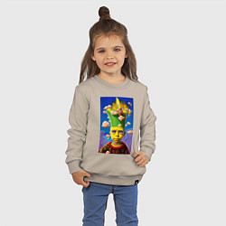 Свитшот хлопковый детский Bart Simpson - neural network - fantasy - art, цвет: миндальный — фото 2