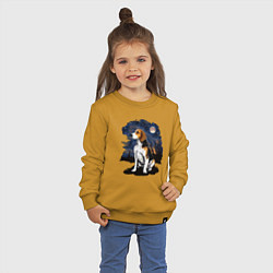 Свитшот хлопковый детский Собака Бигль - звездная ночь Винсента Ван Гога, цвет: горчичный — фото 2