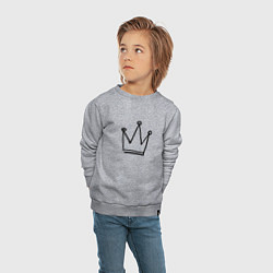 Свитшот хлопковый детский Черная корона, цвет: меланж — фото 2