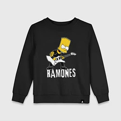 Свитшот хлопковый детский Ramones Барт Симпсон рокер, цвет: черный