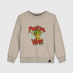 Свитшот хлопковый детский Positive vibes only phrase, цвет: миндальный