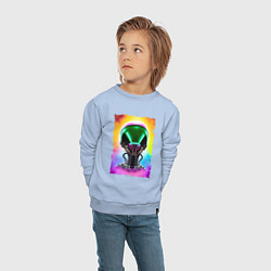 Свитшот хлопковый детский Пришелец из далёкой галактики - портрет, цвет: мягкое небо — фото 2