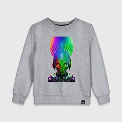 Свитшот хлопковый детский Aggressive alien - neural network - neon glow, цвет: меланж