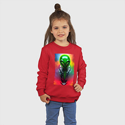 Свитшот хлопковый детский Alien - neural network - art - neon glow, цвет: красный — фото 2