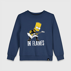 Свитшот хлопковый детский In Flames Барт Симпсон рокер, цвет: тёмно-синий