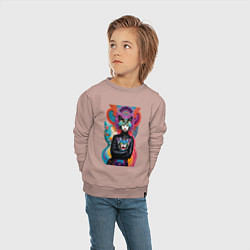 Свитшот хлопковый детский Обворожительная молодая модница - нейросеть, цвет: пыльно-розовый — фото 2
