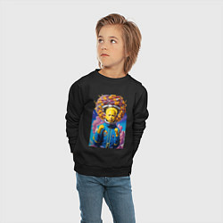 Свитшот хлопковый детский Барт Симпсон в скафандре - нейросеть - фантазия, цвет: черный — фото 2
