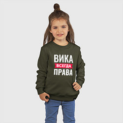 Свитшот хлопковый детский Вика всегда права!, цвет: хаки — фото 2