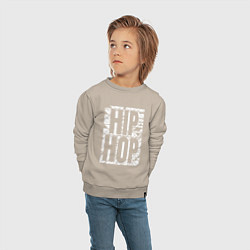 Свитшот хлопковый детский Hip hop большая поцарапанная надпись, цвет: миндальный — фото 2