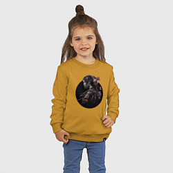 Свитшот хлопковый детский Японская девушка на фоне черного круга, цвет: горчичный — фото 2