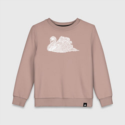 Свитшот хлопковый детский Белый резной лебедь, цвет: пыльно-розовый