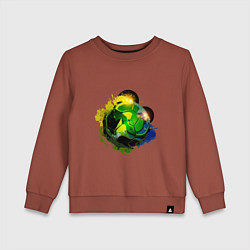 Свитшот хлопковый детский Футбольный мяч в красках акварели, цвет: кирпичный