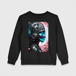 Свитшот хлопковый детский Кибер фея - нейросеть, цвет: черный