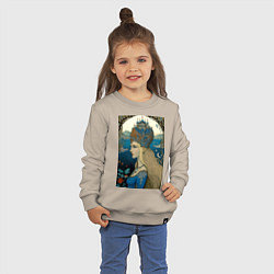 Свитшот хлопковый детский Царевна-Лебедь - нейросеть, цвет: миндальный — фото 2
