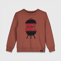 Свитшот хлопковый детский Born to grill, цвет: кирпичный