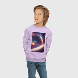 Свитшот хлопковый детский Планета корабль, цвет: лаванда — фото 2