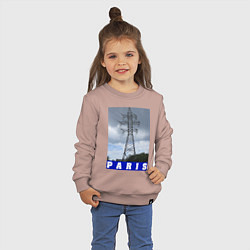 Свитшот хлопковый детский Париж Эйфелева башня, цвет: пыльно-розовый — фото 2